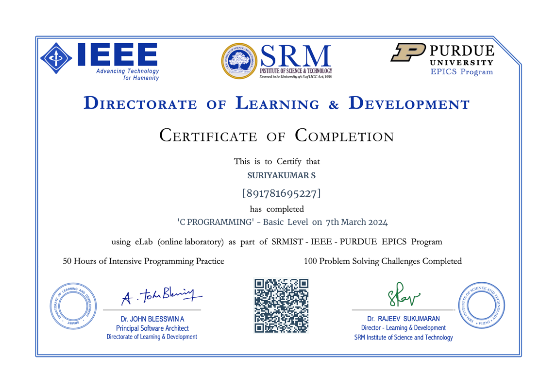 C Programming eLab Certificate