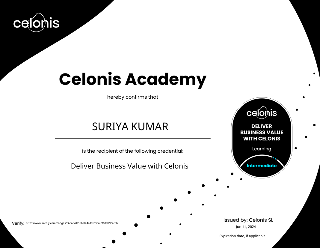 Deliver Business Value with Celonis Certificate