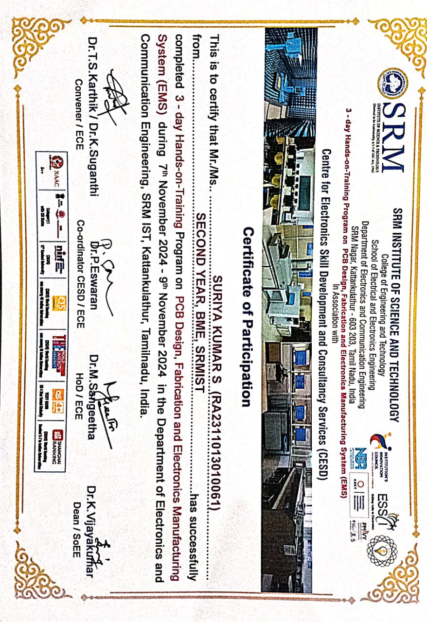 PCB Design Workshop Certificate